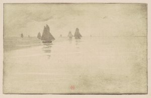 Bateaux dans un brouillard matinal - Henri-Charles Guérard
