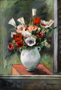 Anémones dans un vase blanc
