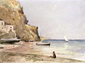 Le port de Sorrente - Henri Joseph Harpignies