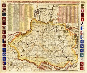 Carte de la Pologne incluant des portions de la Livonie et du Grand-Duché de Moscou - Henri Abraham Chatelain