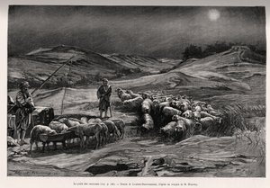 Le puits de la remorque. Gravure de Laurent Desrousseaux pour illustrer le récit À travers la Perse méridionale, par C.Babin et F.Houssay, en 1885, dans Le tour du Monde 1892, dirigé par Édouard Charton (1807-1891), Hachette, Paris.