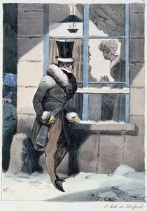 Homme curieux regardant par la fenêtre à l