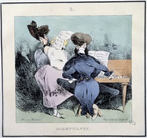Dilettantes (jeunes gens au chant et au piano) - dans « Esquisses parisiennes » par Henri Monnier, éd. Delpech, Paris