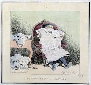 La lecture du journal - dans « Esquisses parisiennes » par Henri Monnier, éd. Delpech, Paris - Henri Bonaventure Monnier
