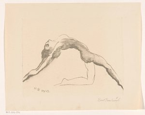 Femme nue sautant en arrière - Henri Braakensiek (signed by artist)