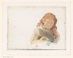 Fille avec panier dans un pré fleuri