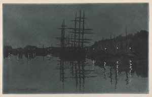Effet de lune à Dieppe, vers 1885 - Henri Charles Guérard