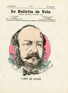 Bulletin 2e série, Satirique en couleurs : De Juigné Comte - Illustration par Henri Demare (1846-1888)