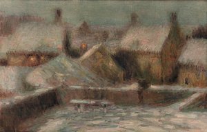 Scène de neige le soir, vers 1901 - Henri Eugene Le Sidaner