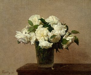 Nature morte avec des roses blanches