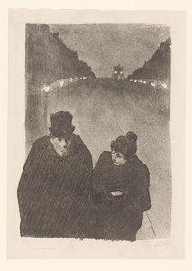 Homme et femme dans la rue le soir