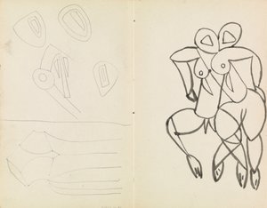 Cinq esquisses abstraites et études pour figures masculines et féminines - Henri Gaudier Brzeska