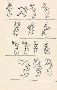 Quatre registres de quatorze figures dansantes