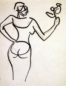Dame tenant un bouquet de fleurs - Henri Gaudier Brzeska