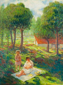 Mère et enfant dans un paysage