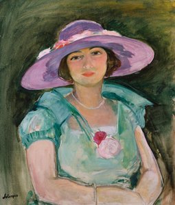 Portrait de Marthe Lebasque avec un chapeau violet - Henri Lebasque