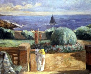 Femme sur la terrasse à Préfailles
