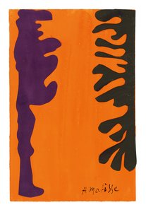 Arabesques noires et violettes sur fond orange - Henri Matisse