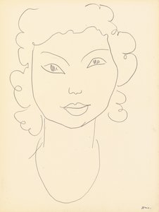 Tête, cheveux bouclés (crayon sur papier) - Henri Matisse