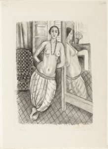 Odalisque en pantalon rayé, reflétée dans le miroir - Henri Matisse