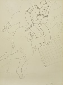 Odalisques avec damier, vers 1928 (plume et encre noire sur papier)
