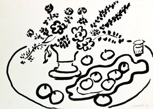 Nature morte avec vase de fleurs et assiette de fruits - Henri Matisse