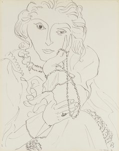 Femme avec chemise à volants et collier de perles - Henri Matisse