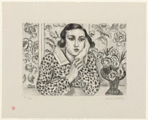 Jeune fille accoudée à un paravent fleuri - Henri Matisse