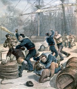 Rixe entre marins anglais et allemands aux docks de Millwall, Londres, 1892