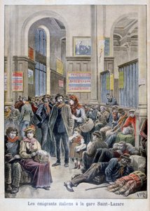 Émigrants italiens à la gare Saint-Lazare, Paris, 1896