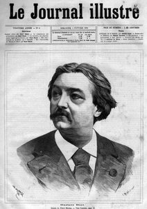 Portrait de Gustave Doré (1832-1883), peintre et dessinateur français - Page de couverture de « Le Journal Illustré » de 1883 - Dessin de Henri Meyer (1844-1899)