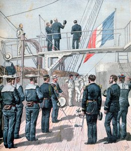 Salut au drapeau, manœuvres navales françaises, 1891 - Henri Meyer