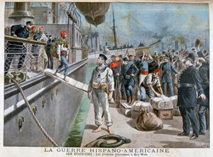 Prisonniers espagnols arrivant à Key-West, guerre hispano-américaine, 1898