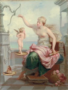 Pesée de Cupidon contre un papillon