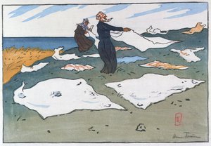Lavandières bretonnes au bord de la mer, c.1900
