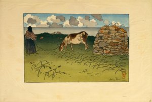 Une femme et une vache, Pointe de la Haye (Saint-Briac)