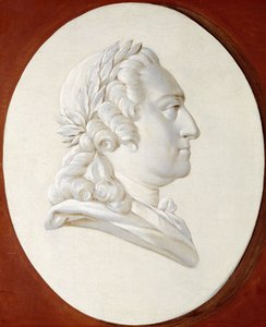 Portrait du roi Louis XV, buste, dans un ovale peint, un médaillon trompe-l
