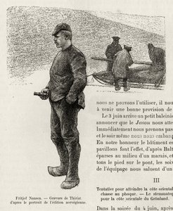 Portrait de Fridtjof Nansen, explorateur polaire norvégien. Gravure pour illustrer l