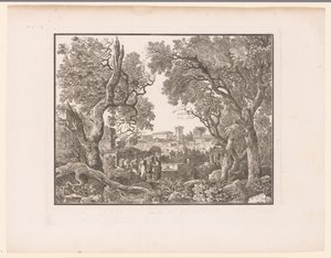 Paysage avec une ville en arrière-plan - Henri Thomann