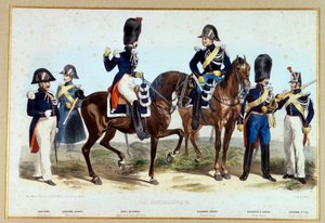 Gendarmes sous le Second Empire. Lithographie de Villain