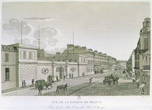La Banque de France depuis la Rue Croix-Petits-Champs, gravée par Eugène Dubois