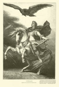 Jules César à cheval avec un aigle impérial au-dessus de lui