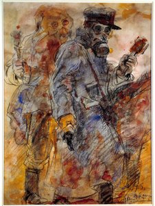 Première Guerre mondiale : Grenadier (lanceur de grenades) - Dessin par Henri de Groux (1866/1867-1930)