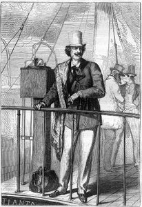 Illustration du livre "De la Terre à la Lune" de Jules Verne, édition Hetzel - Henri de Montaut