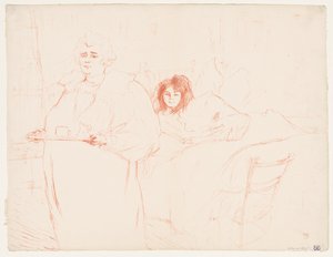 Elles : Femme portant un plateau, Mme Baron et Mlle Popo - Henri de Toulouse-Lautrec