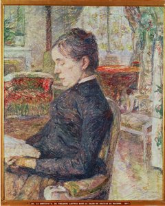 La comtesse Alphonse de Toulouse-Lautrec, mère du peintre, dans le salon du château de Malrome - Henri de Toulouse-Lautrec