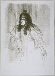 Portrait de May Belfort (May Egan) avec deux figures et un piano