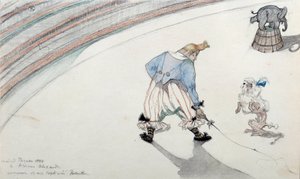 Scène de cirque : dressage. Un clown avec un chien savant et un éléphant acrobatique. Dessin de Henri de Toulouse-Lautrec (1864-1901) 19ème siècle Albi, Musée de Toulouse-Lautrec - Henri de Toulouse Lautrec