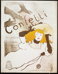 Confetti : des mains jettent des poignées de confettis sur une femme aux cheveux jaunes. Affiche de Henri de Toulouse-Lautrec (1864-1901). Dim. 0,54 x 0,39. 1893. Albi, Musée Toulouse-Lautrec - Henri de Toulouse Lautrec