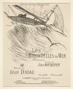 LES HIRONDELLES DE MER - Page de couverture pour composition musicale imprimée (poème de Richepin mis en musique par Dihau) - Henri de Toulouse Lautrec
